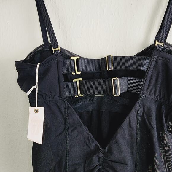 NEW We Are HAH x Free People Black Under The Wire Mesh Bodysuit - Picture 10 of 12